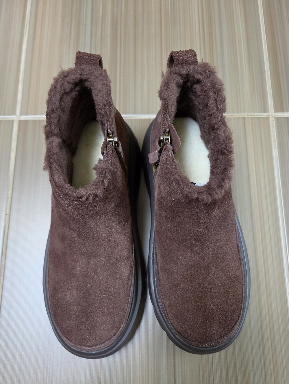 UGG Calimuze Ultra Mini Slip On Suede Platform Boots ~DARK TOFFEE ~SIZE 6 **NEW